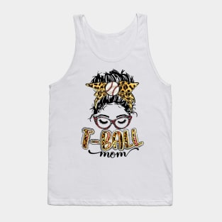 T Ball Mom Messy Bun Leopard, Baseball Mom Leopard Tank Top